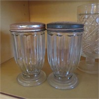 Set of Antique Glass Salt & Pepper Shakers