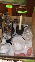 CANDLE HOLDERS, OIL LAMP,VASES, BOWLS, ETC