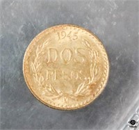 Dos Pesos Gold Coin - 1945
