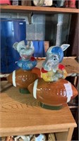 Two Ceramic Football Decanters