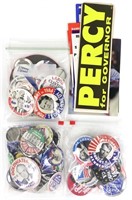Lot of Campaign Buttons, Stickers and Ephemera