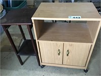 MICROWAVE CART, SMALL TABLE- missing drawer