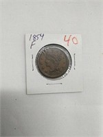 1854 Large Cent F
