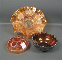 (3) Pc. Carnival Glass Lot.