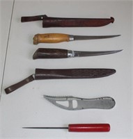 filet knives (1 Rapala),ice pick,fish scaler