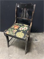 BLACK NEEDLEWORK ANTIQUE CHAIR