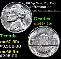 1972-p Jefferson Nickel Near Top Pop! 5c Graded GE