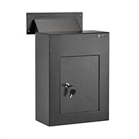 Black Steel Wall Mail Drop Box  Adjustable Chute