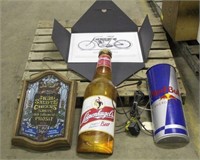 (2) Vintage Beer Signs, Red Bull Sign & Vintage