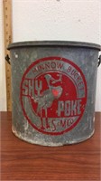 Shy Poke-9 inch vintage metal minnow bucket-