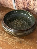 7" Stamped Glazed Pottery Bowl