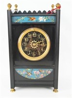 Cowel & Bernard Black slate Cloisonne Mantle Clock