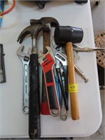 HAND TOOLS: HAMMER, ADJUSTABLE WRENCH, VISE