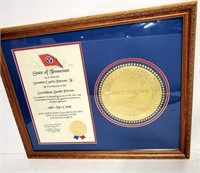 Tennessee Seal Framed Certificate