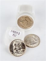 Coin Roll 20-1959-D Ben Franklin Half Dollars-BU