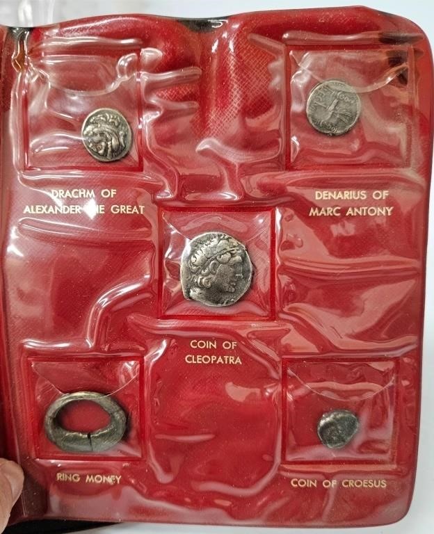 5 Ancient Coin Replicas Cleopatra, Marc Anthony +