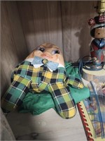 Vintage humpty dumpty Doll, lamp, book, & pocket