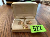 Black Hills Gold Earrings&Necklace, Vtg Landstroms