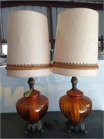 Pair of lovely metal and glass lamps 46"