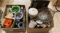 Two boxes of mostly kitchen items. Include some