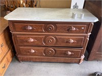 Ornate Marble Topped Victorian Chest.