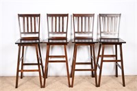 Mission Style Oak Swivel Bar Stool Set of 4