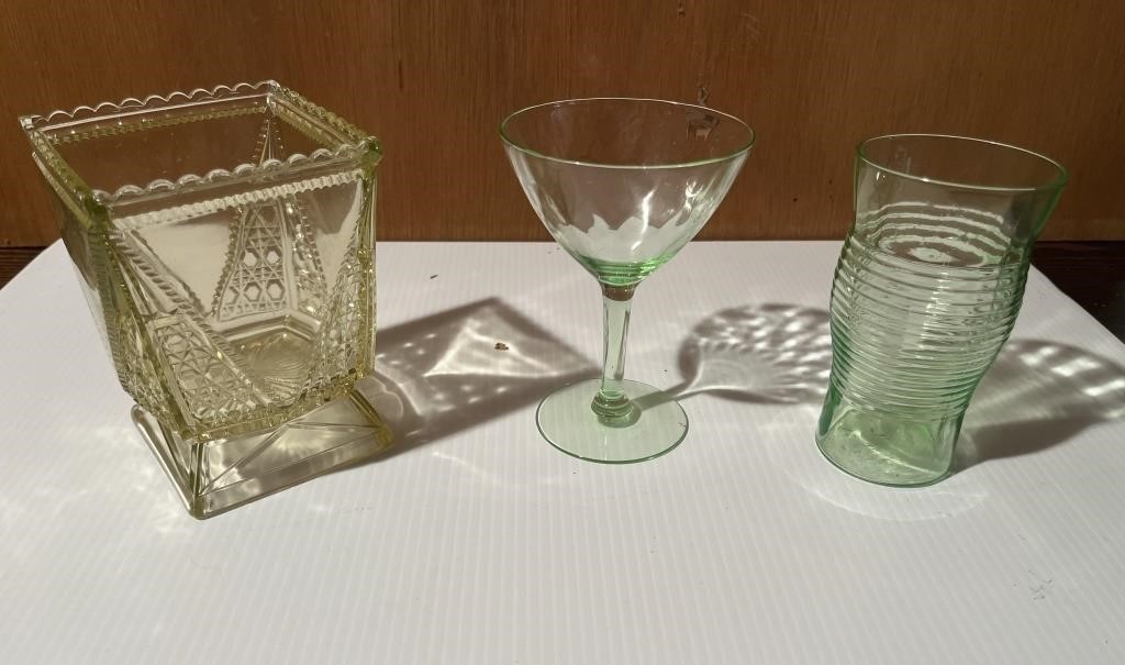 3- Pieces Of Uranium Glass