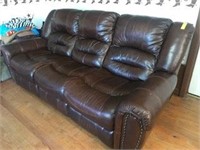 Full-Size Leather Sofa w/Dual Recliners