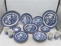 SET OF BLUE CHURCHILL DISHES 35 TOTAL PIECES