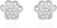 Cute Round .44ct White Topaz Tiny Paws Earrings