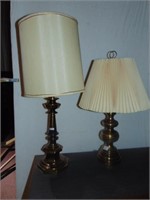 Two Brass lamps 1- 27" H , 1-34" H