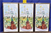3 Vintage Russian Souvenir Tiles