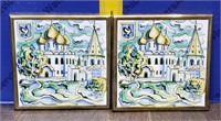 Pair of Vintage Russian Souvenir Tiles