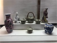 Vintage Asian themed porcelain lot vases figures