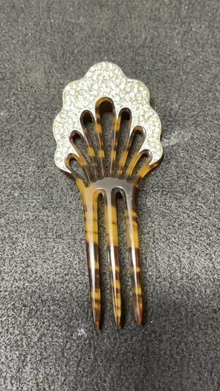 Vintage Rhinestone & Faux Tortoise Shell Hair Clip