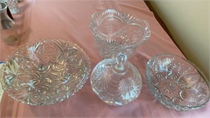 Footed Crystal Serving Bowl, Crystal Swagged