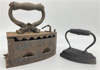 2pc Antique Cast Iron Irons