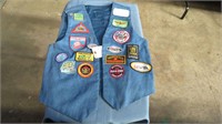 Demin vest with railroad patches