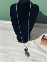 Sodalite Drop Side Necklace - 925