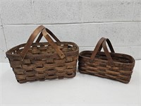 2 Primitive Decor Baskets 13 1/2 & `17" Long