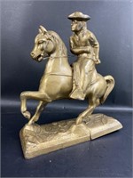 Brass Cowboy on Horse Statue