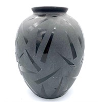 Black Ceramic Art Deco Vase