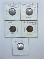 (4) INDIAN HEAD & (1) LINCOLN PENNY