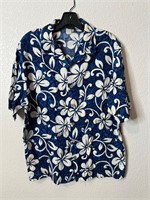 Vintage Hawaiian Shirt Blue Floral