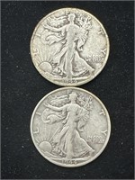 Silver 1944-D, 1944-S Walking Liberty Half Dollars