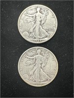 Silver 1943-S, 1944 Walking Liberty Half Dollars
