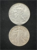 Silver 1943,1943-D Walking Liberty Half Dollars