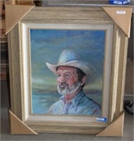 Signed Framed Cowboy Oil Painting