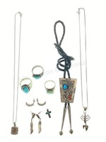 Navajo Silver Rings, Earrings, Bolo & More