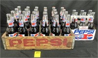 Pepsi Longneck Bottles & Wooden Carrier